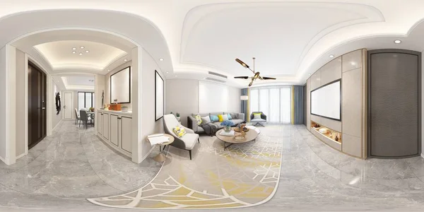 3D tasarımı 360 derece modern ev içi