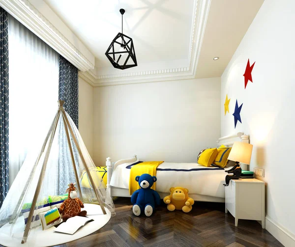 子供用ベッドルームの3Dレンダリング — ストック写真