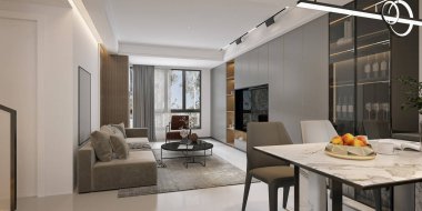 3D render modern oturma odası