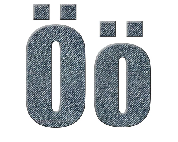 Typsnitt jeans, Letter O omljud — Stockfoto