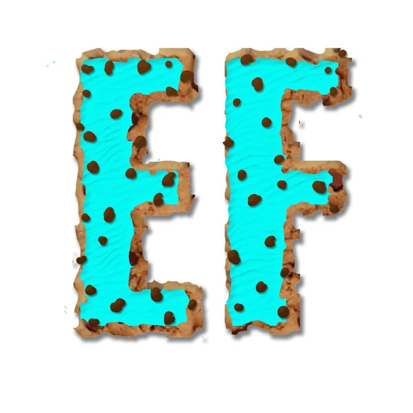 Big Letters E, F. czcionka Gingerbread. — Zdjęcie stockowe