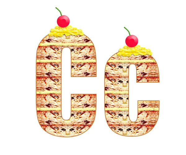 Koekjescake lettertype, alfabet. kers op de taart — Stockfoto