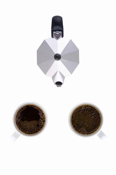 Ακανόνιστες για καφέ. Λευκό φλιτζάνι με καυτό καφέ. Λευκή ΒΑ — Φωτογραφία Αρχείου
