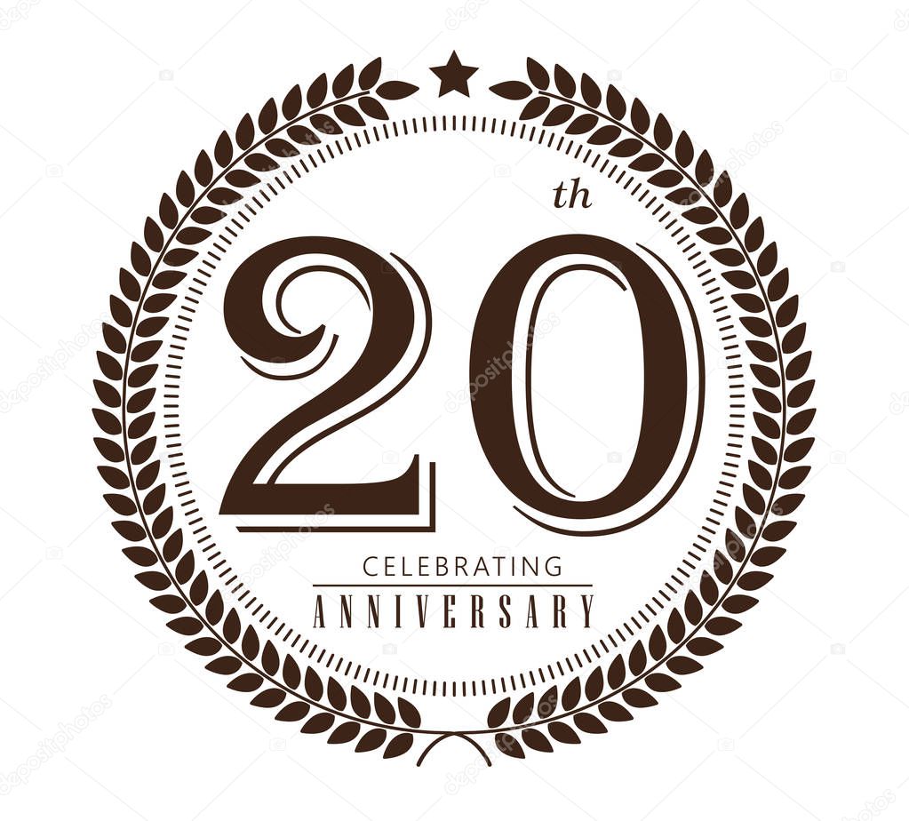 20th anniversary celebrating vector logo on white background