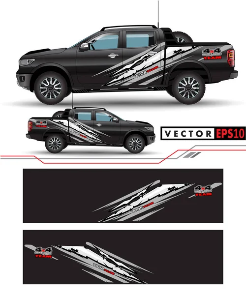 Ruote Motrici Camion Vettore Grafico Auto Linee Astratte Con Disegno — Vettoriale Stock