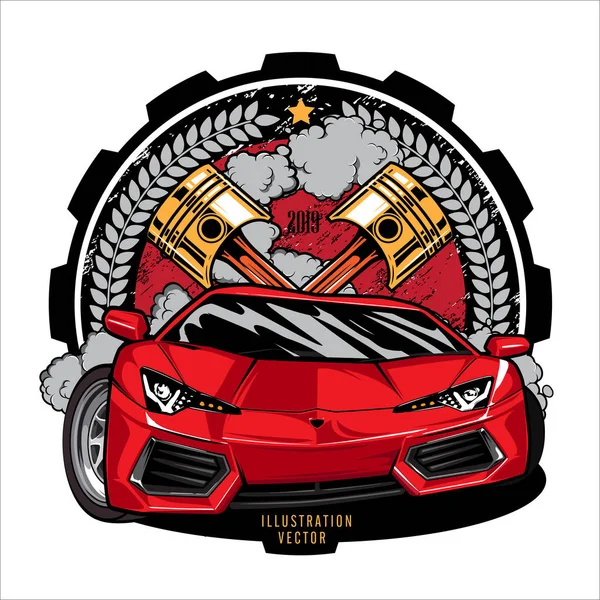 Modèle Illustration Conception Graphique Voiture Rouge Course Logo — Image vectorielle