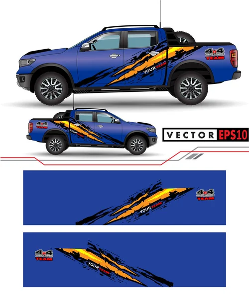 Caminhão Tração Rodas Vetor Gráfico Carro Linhas Abstratas Com Design — Vetor de Stock