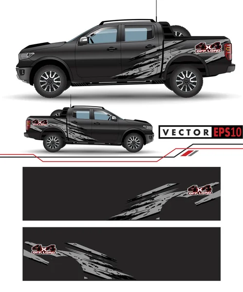 Camión de tracción en las 4 ruedas y vector gráfico del coche. líneas abstractas con — Archivo Imágenes Vectoriales