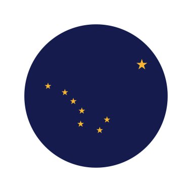  Alaska eyaletinin bayrak ikonu. Alaska Eyaleti bayrak dairesi düğmesi. Alaska rozetinin bayrağı.
