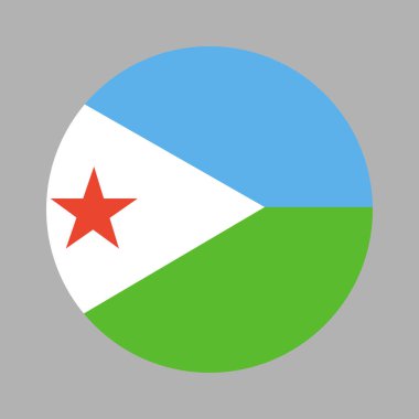 Cibuti bayrağı. Bayrak dairesi simgesi, çıkartma, rozet, pankart, sembol. Ulusal Cibuti bayrağı.