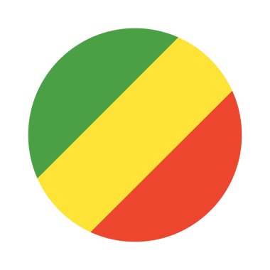Republic of the Congo round flag. National Flag rounded icon. Circle flag Republic Congo.