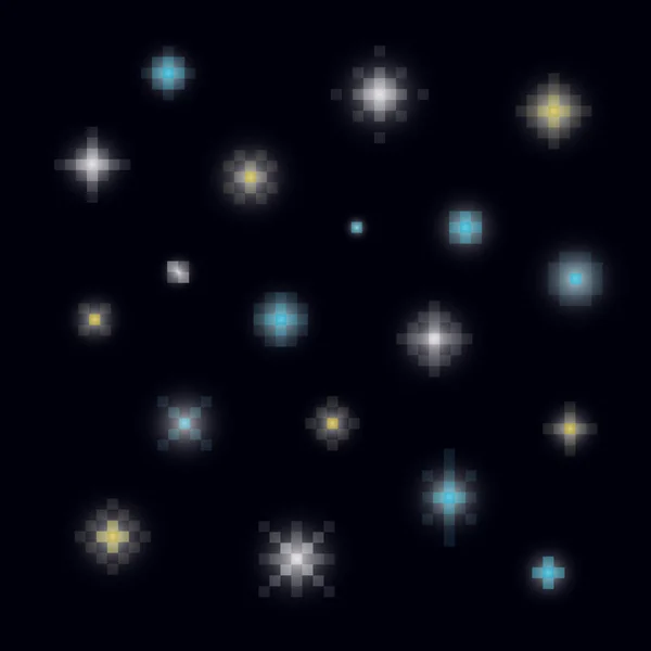 Eine Reihe Von Verschiedenen Pixelbildern Oder Bit Nachtsternen — Stockvektor