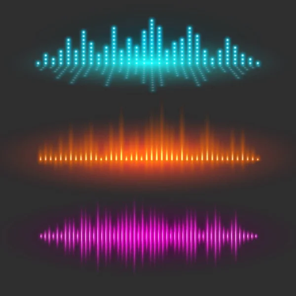 Representación gráfica de ondas sonoras, formas de onda abstractas — Vector de stock