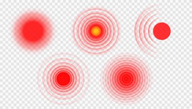 Acı kırmızı çember ya da yerelleştirme işareti, ağrıyan yer işareti, acının soyut sembolü, hassas nokta ya da yaralı vücut parçası işareti, ağrı kesici reklamlar ve tıbbi bilgi afişleri için dizayn unsuru