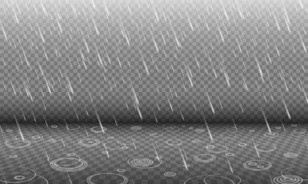 Pluie Avec Des Ondulations Eau Effet Isolé Sur Fond Transparence — Image vectorielle