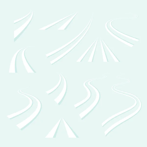 Piste Ski Tourne Courbes Vacille Piste Ski Fond Hiver Perspective — Image vectorielle