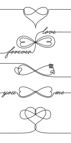 Icônes Amour Sans Fin Dessin Ligne Simple Symbole Amour Infini — Image vectorielle