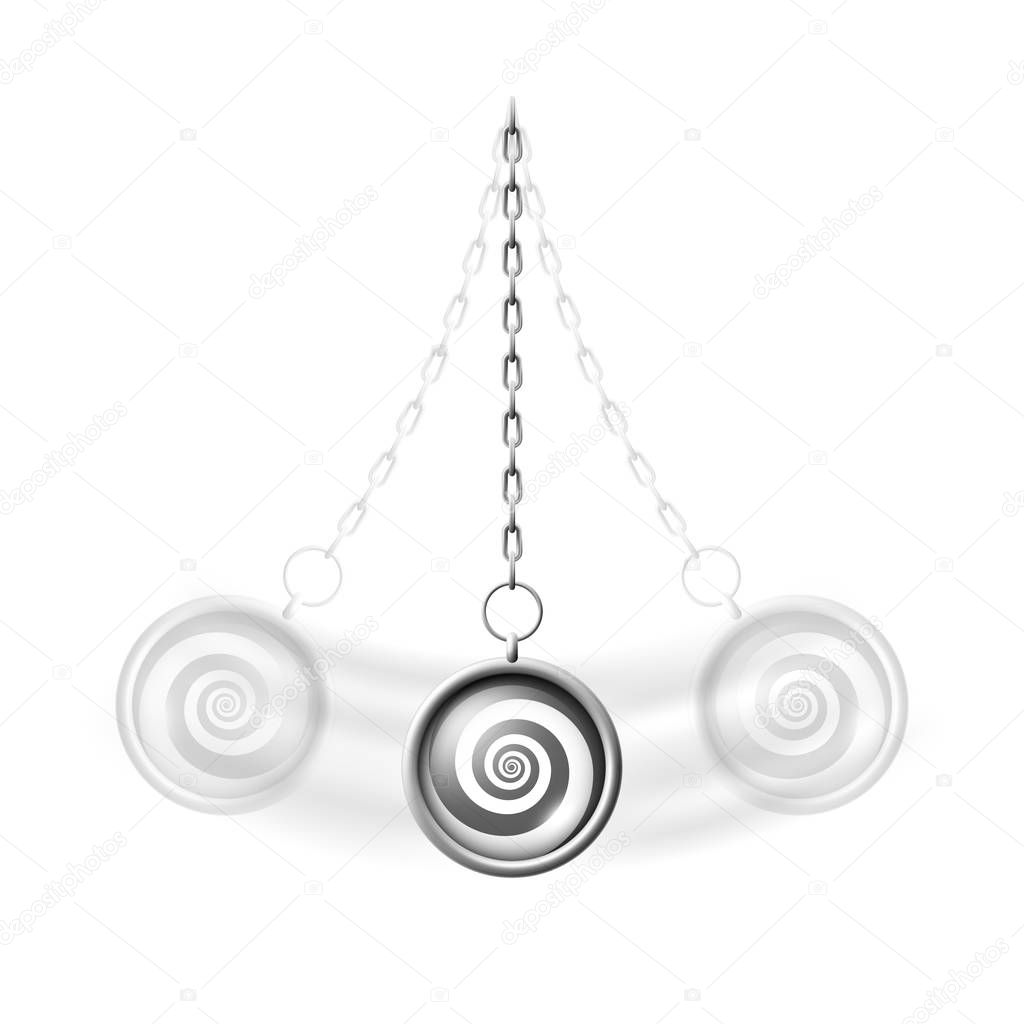 Swinging hypnosis pendulum realistic vector illustration