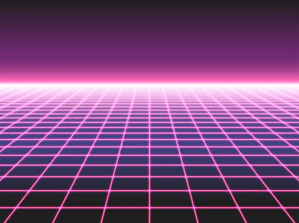 Retro-futuristische neon raster achtergrond — Stockvector