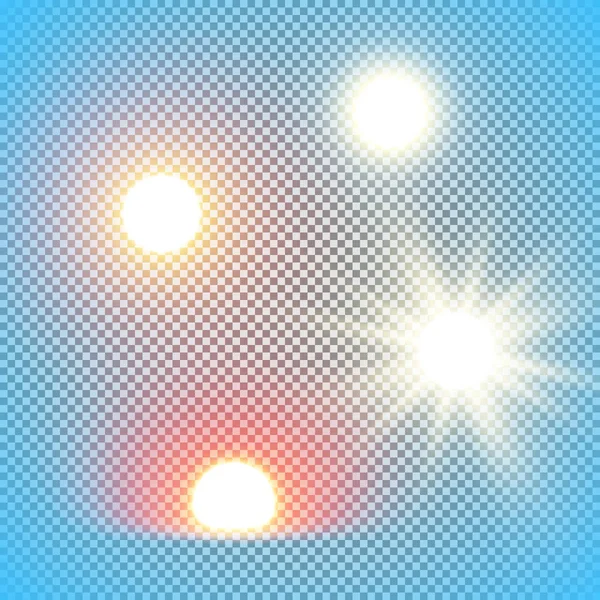 Ilustracje wektorowe realistyczne słońce na białym tle na przejrzystość siatka — Wektor stockowy