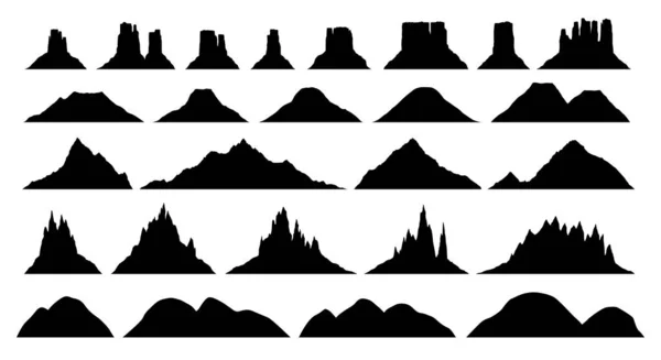 Silhouette di diversi tipi di montagna — Vettoriale Stock