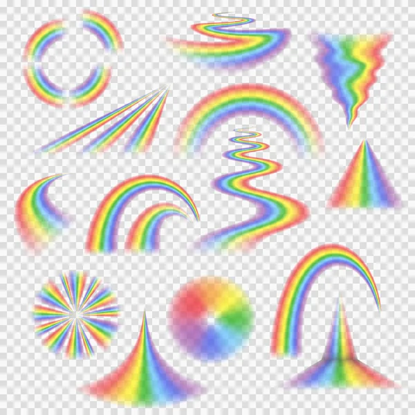 Varias bandas de arco iris, curvas, vueltas, círculos y otras formas — Vector de stock