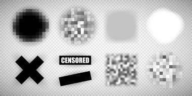 Censorship elements of various types, censored bar clipart