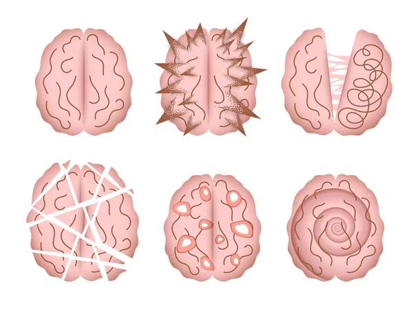 Ilustraciones Vectoriales Trastorno Mental Aisladas Retratos Abstractos Del Cerebro Humano Gráficos vectoriales