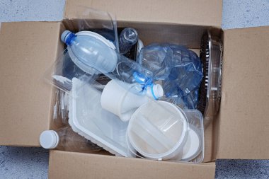 Plastik Çöp üstten görünüm geri dönüşüm için hazır