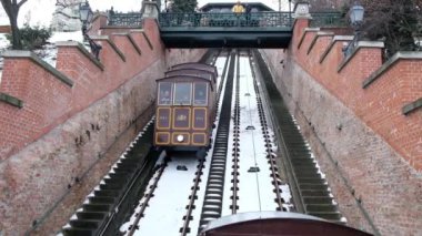 Budapeşte kale tepe füniküler kışın Budapeşte, Macaristan