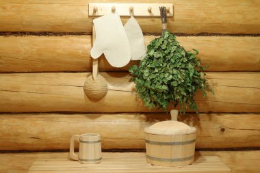 Geleneksel sauna ve banyo aksesuarları.