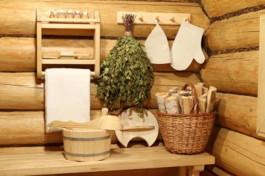 Rus hamamı iç Sauna aksesuarları.