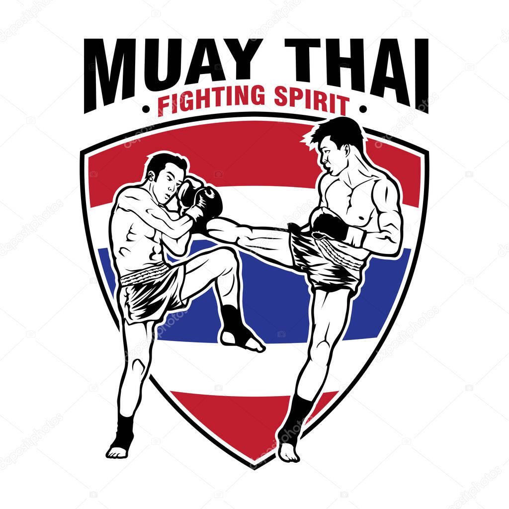 Thai boxing martial art vector illustration, perfect for t shirt design and martial art club