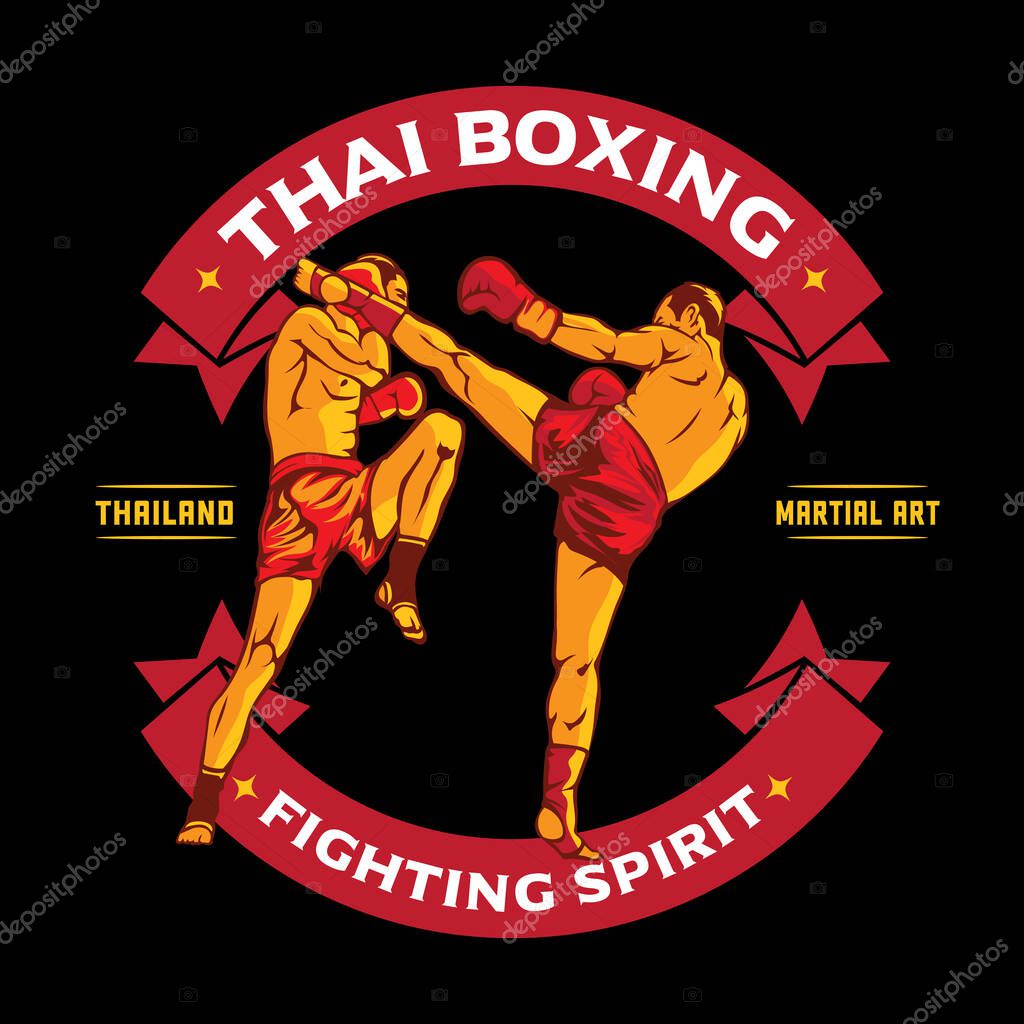 Thai boxing martial art vector illustration, perfect for t shirt design and martial art club