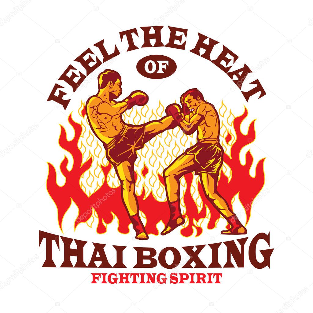 Thai boxing martial art vector illustration, perfect for t shirt design and martial art club