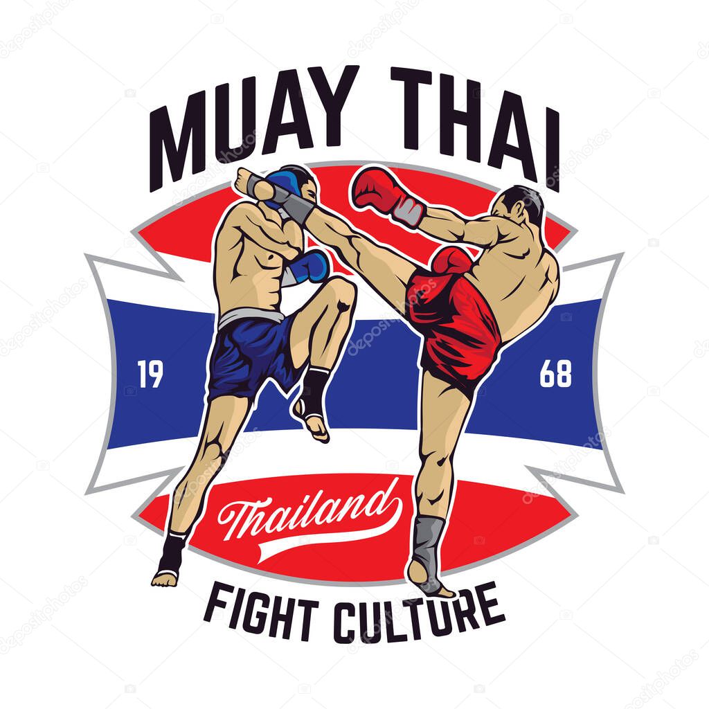 Thai boxing martial art vector illustration, perfect for t shirt design and martial art club