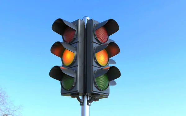 Trafik lambası. 3D render