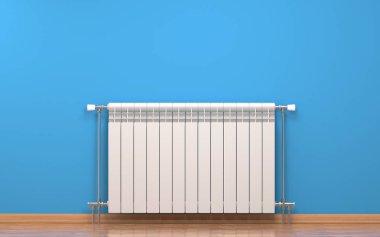 Radyatör odasında. Isıtma sistemi. 3D render.