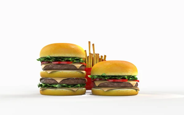 Burger. Hamburger. rendu 3D . — Photo