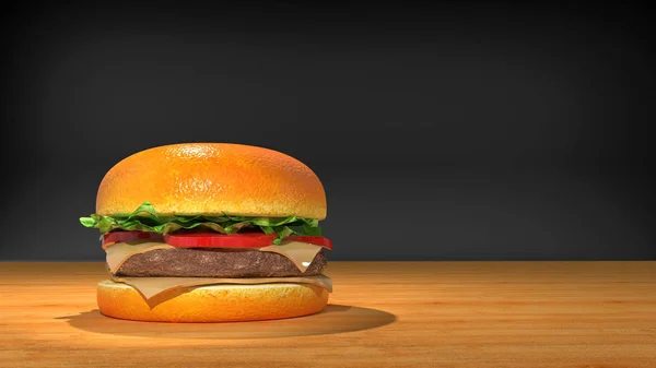 Burger. Hamburger. prostorové vykreslování. — Stock fotografie
