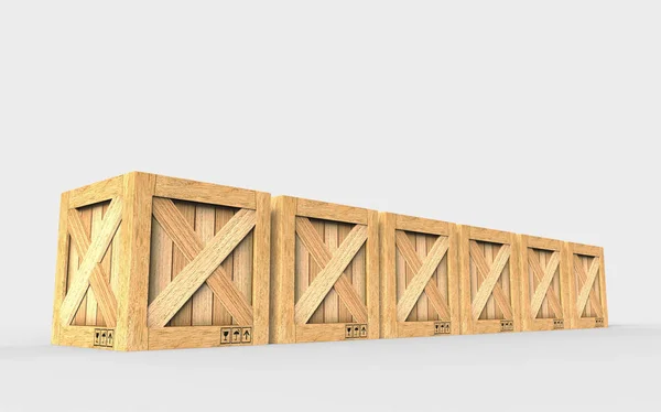 Caja de carga. Caja de madera. Renderizado 3D —  Fotos de Stock