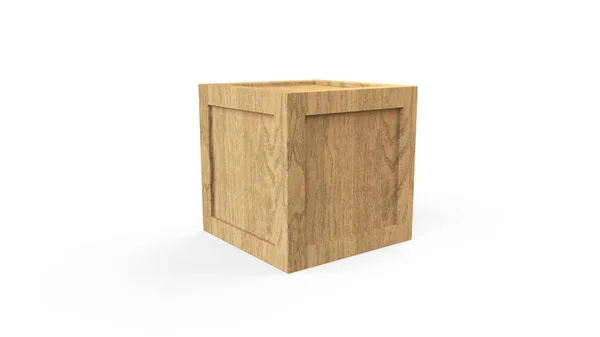 Nákladový box. Dřevěná bedna. prostorové vykreslování — Stock fotografie