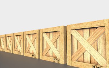 Kargo kutusu. Tahta kutu. 3d render