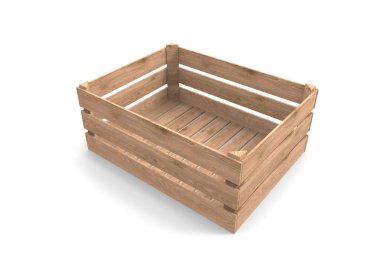 Arka planda sandık. Tahta kutu. 3d render