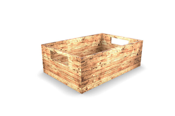 Ящик на заднем плане. Деревянный ящик. 3D рендеринг
