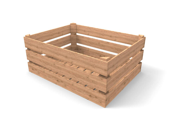 Ящик на заднем плане. Деревянный ящик. 3D рендеринг
