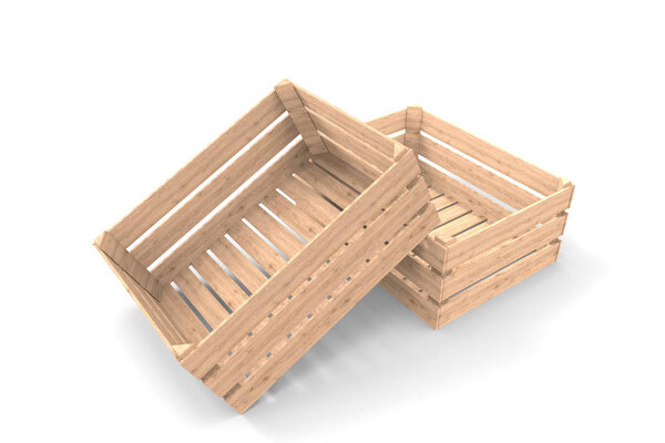Ящик на заднем плане. Деревянный ящик. 3D рендеринг
