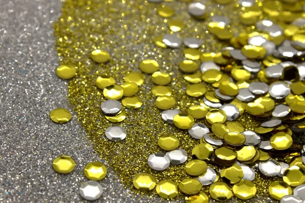 Argento Oro Paillettes Uno Sfondo Scintillante — Foto Stock