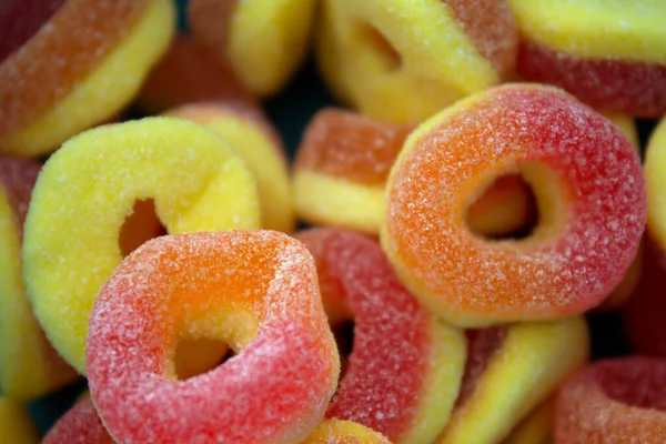 Photograph Sour Peach Candy Rings — Stock Photo, Image