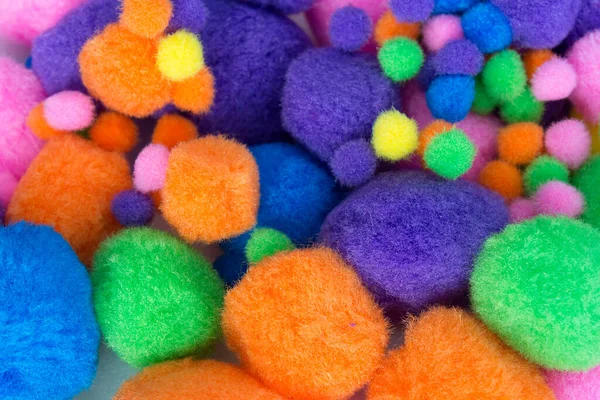 Dies Ist Ein Foto Von Flauschigen Bunten Handwerk Pom Poms Stockfoto